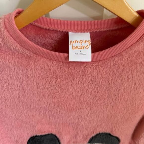 Girls Jumping Beans Panda Fleece Sweatshirt Cozy Pink Size 7 - Picture 2 of 5